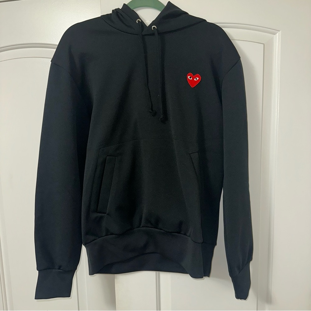 Comme des Garcons PLAY Black Hoodie with Red Heart Patch NWT